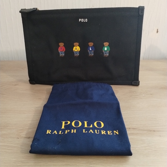 Polo Ralph Lauren Polo Bear Logo Zip Pouch With Dustbag - Picture 1 of 11